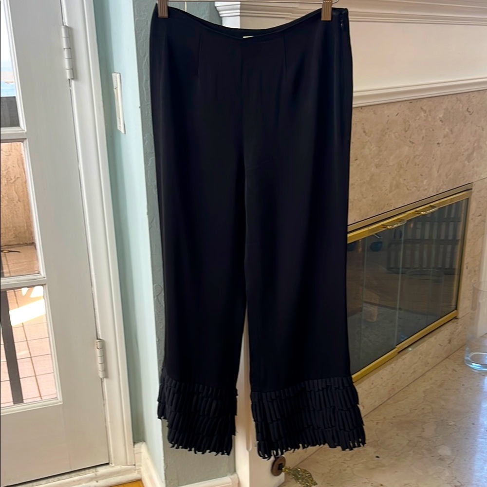 Milly Fia Black Pants with fringe Hem